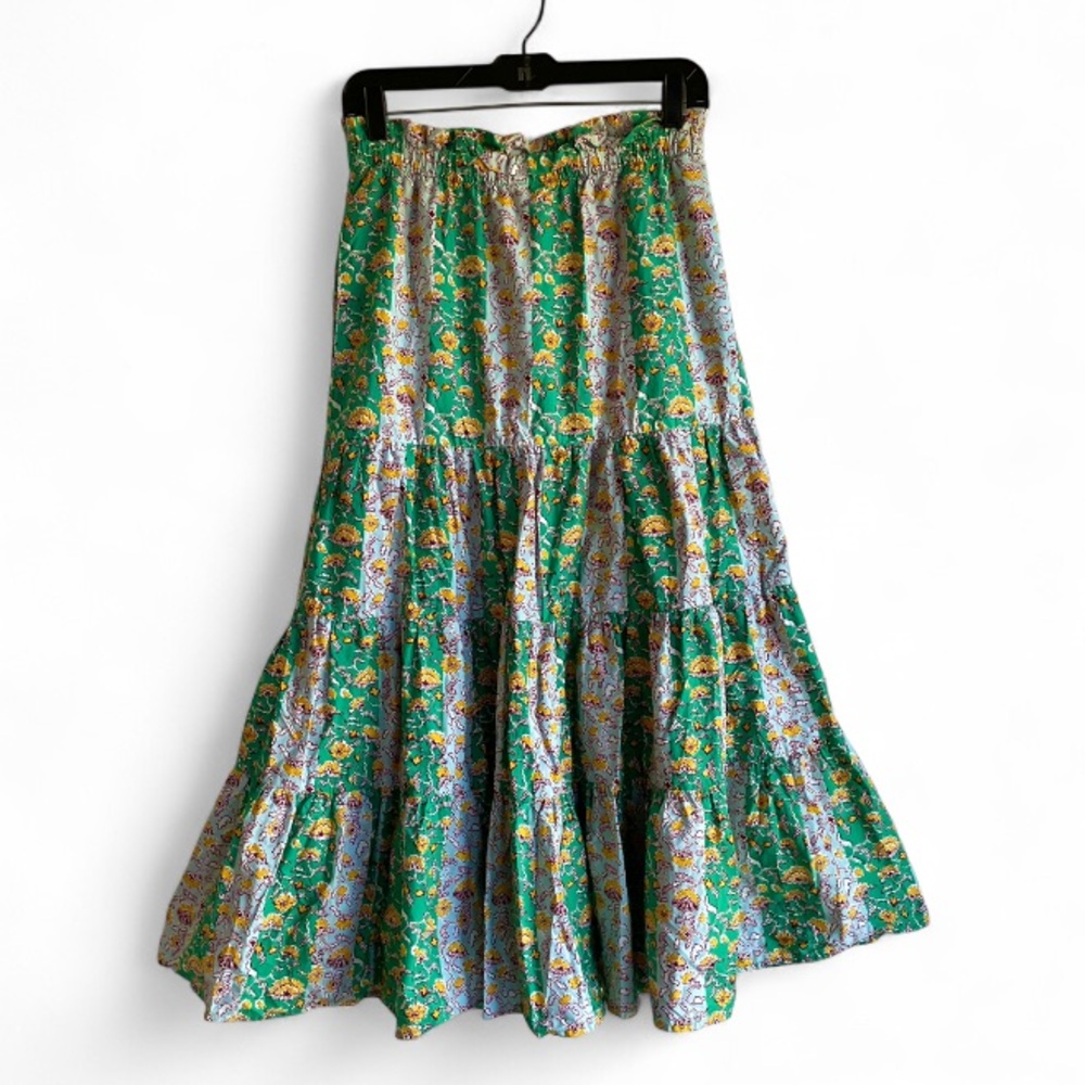 RHODE X Target 100% Cotton Boho Floral Tiered Ruffle Maxi Skirt Size S